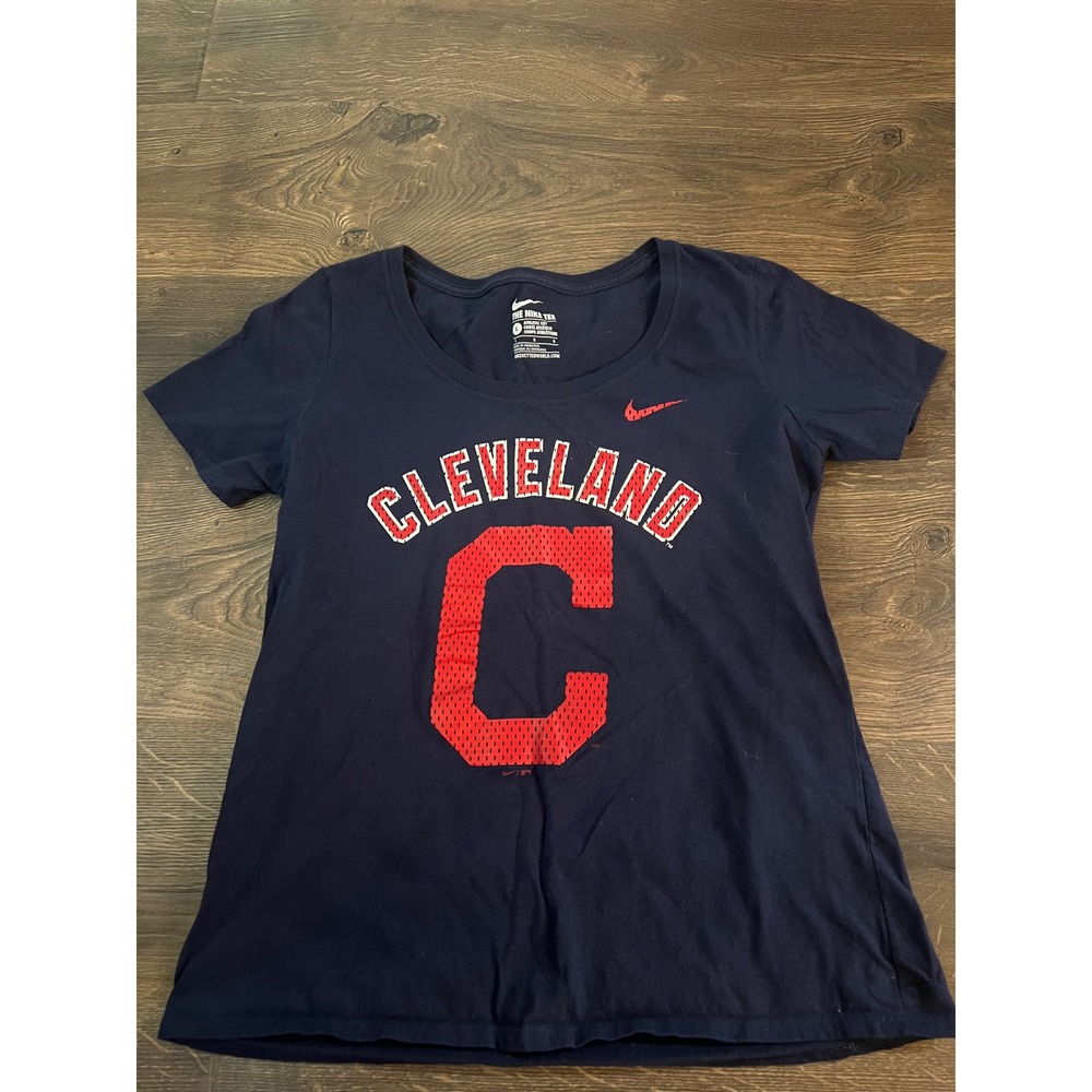 Nike Cleveland Guardians MLB T-Shirt Womens Large Navy Blue Athletic Cut Tee